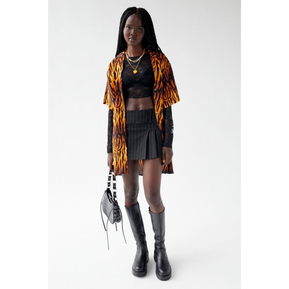 New Urban Outfitters Dean Printed Shirt Dress in Brown Multi Women's Size M
